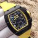 2017 Fake Richard Mille RM011 Chronograph Watch Black Case Yellow Inner rubber Watch (3)_th.jpg